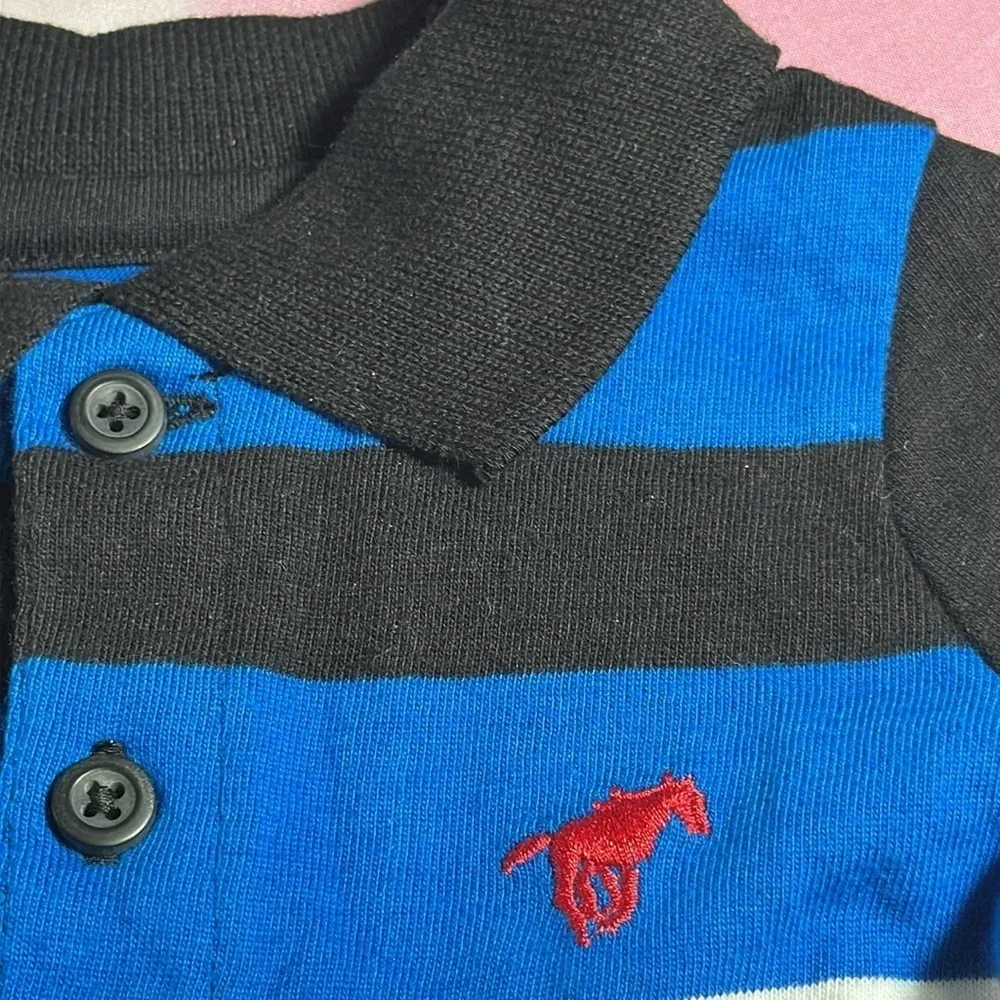 Wrangler Baby Boy's 3-6 M Polo One Piece Bodysuit Striped Thermal Long Sleeves